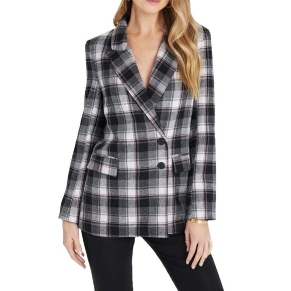 VICI Collection Plaid Peacoat in Black Multi Small - Picture 1 of 8